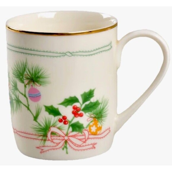 2 Mugs Yuletide Seasons by International, Christmas Vintage Bone China - Picture 1 of 16